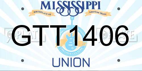 GTT1406 Mississippi License Plate