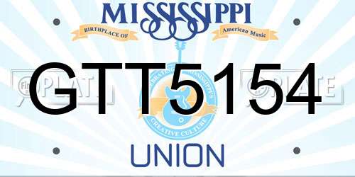 GTT5154 Mississippi License Plate