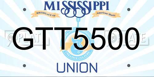GTT5500 Mississippi License Plate