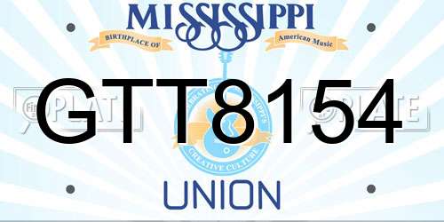 GTT8154 Mississippi License Plate