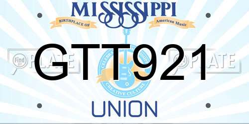 GTT921 Mississippi License Plate