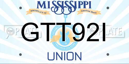 GTT92I Mississippi License Plate