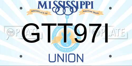 GTT97I Mississippi License Plate