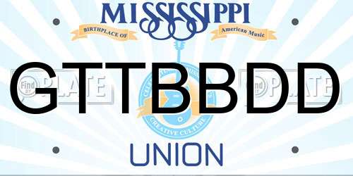 GTTBBDD Mississippi License Plate
