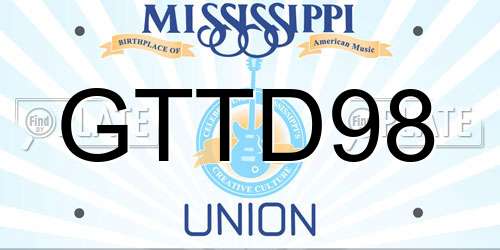GTTD98 Mississippi License Plate
