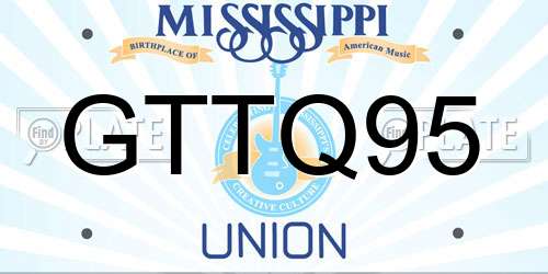 GTTQ95 Mississippi License Plate