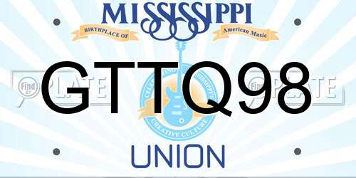 GTTQ98 Mississippi License Plate