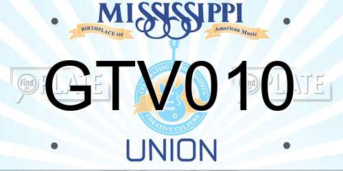 GTV010 Mississippi License Plate