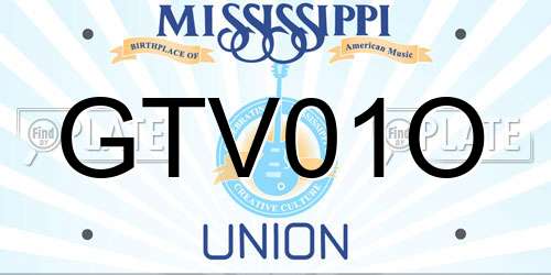 GTV01O Mississippi License Plate