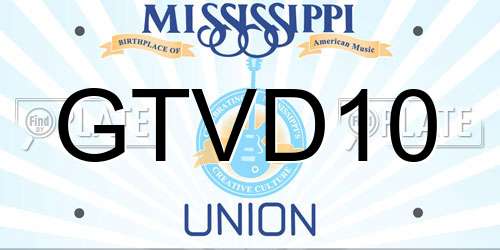 GTVD10 Mississippi License Plate