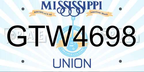 GTW4698 Mississippi License Plate
