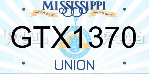 GTX1370 Mississippi License Plate