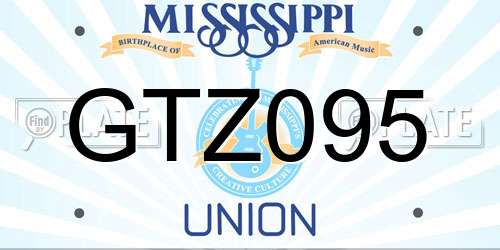GTZ095 Mississippi License Plate