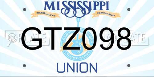 GTZ098 Mississippi License Plate