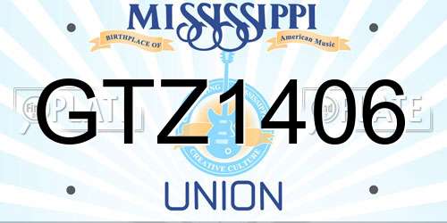 GTZ1406 Mississippi License Plate