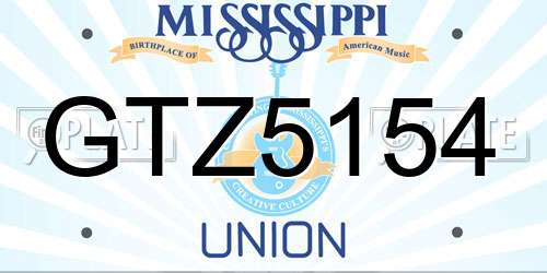 GTZ5154 Mississippi License Plate