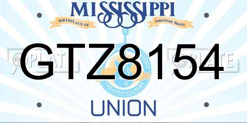 GTZ8154 Mississippi License Plate
