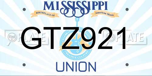 GTZ921 Mississippi License Plate