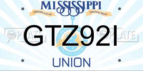 GTZ92I Mississippi License Plate
