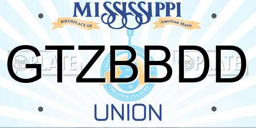 GTZBBDD Mississippi License Plate