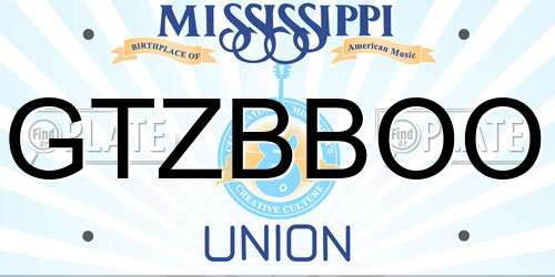 GTZBBOO Mississippi License Plate