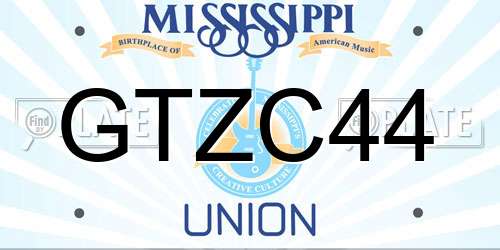 GTZC44 Mississippi License Plate