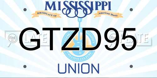 GTZD95 Mississippi License Plate
