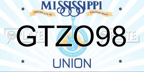 GTZO98 Mississippi License Plate