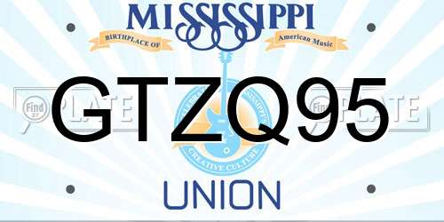 GTZQ95 Mississippi License Plate