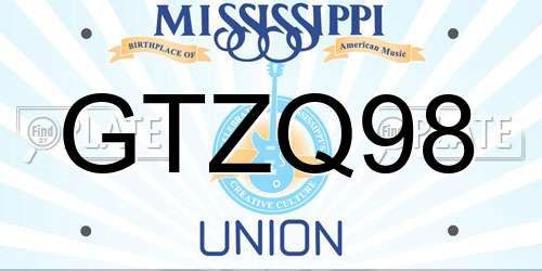 GTZQ98 Mississippi License Plate