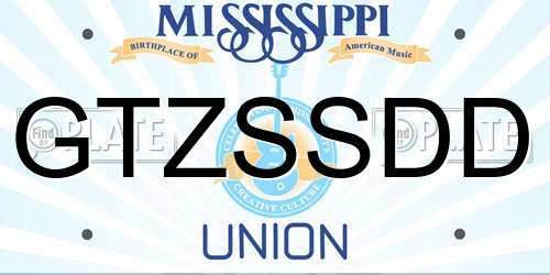 GTZSSDD Mississippi License Plate