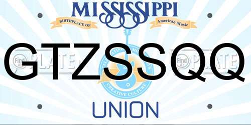 GTZSSQQ Mississippi License Plate