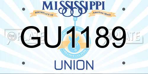 GU1189 Mississippi License Plate