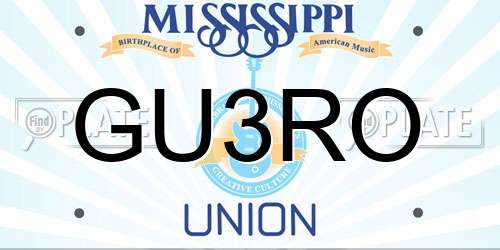 GU3RO license plate in MS state