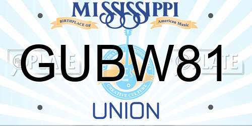 GUBW81 Mississippi License Plate