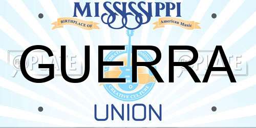 GUERRA Mississippi License Plate