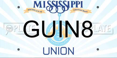 GUIN8 Mississippi License Plate