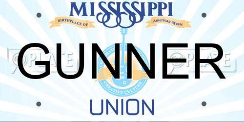 GUNNER Mississippi License Plate