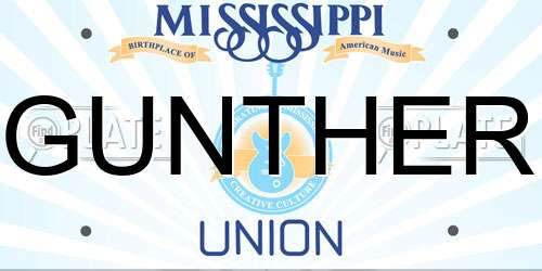 GUNTHER Mississippi License Plate