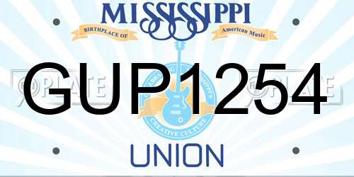 GUP1254 Mississippi License Plate