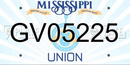 GV05225 Mississippi License Plate
