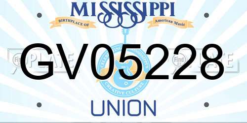 GV05228 Mississippi License Plate