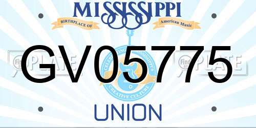 GV05775 Mississippi License Plate