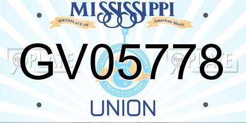 GV05778 Mississippi License Plate