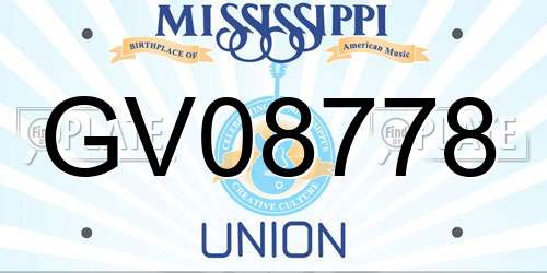 GV08778 Mississippi License Plate