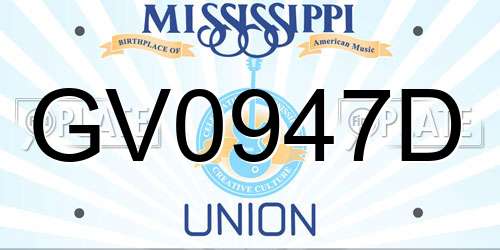 GV0947D Mississippi License Plate