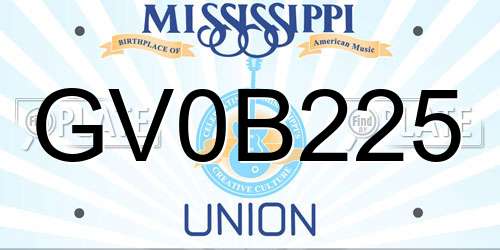 GV0B225 Mississippi License Plate