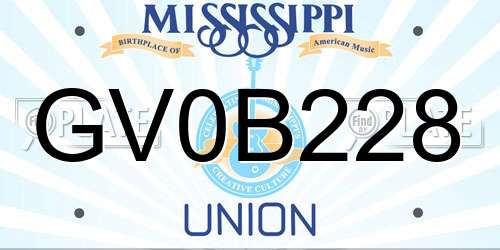 GV0B228 Mississippi License Plate