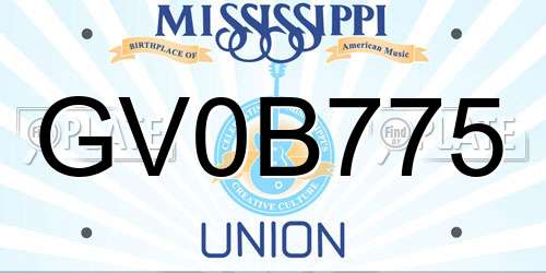 GV0B775 Mississippi License Plate
