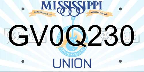 GV0Q230 Mississippi License Plate